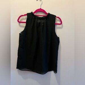 LOFT | Women’s Black Ruffle Neckline Sleeveless Polka Dot Blouse -Size S